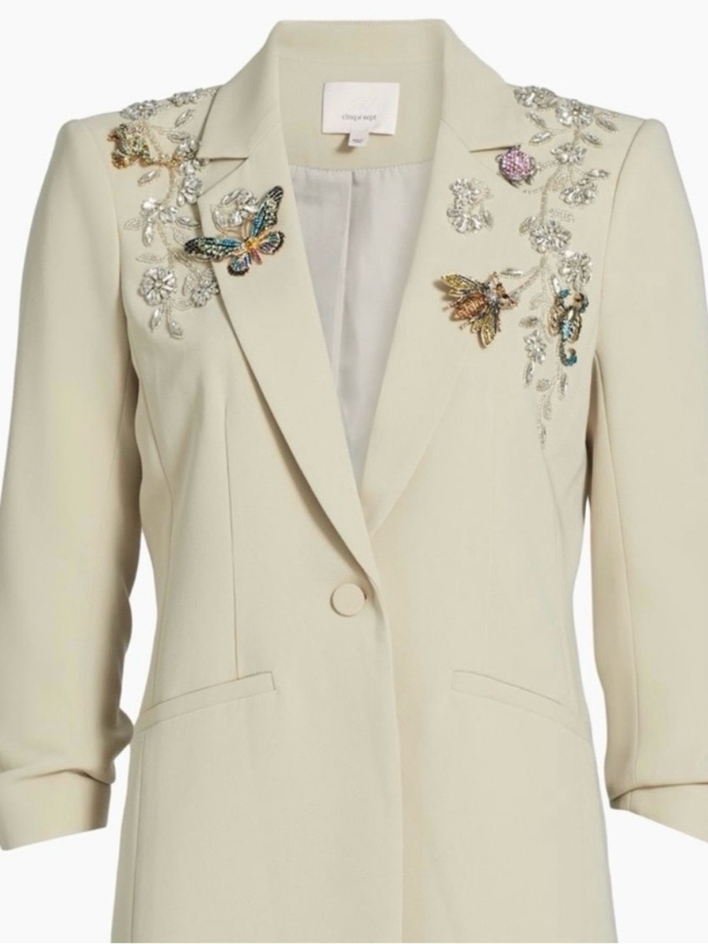 Cinq à Sept Cream Blazer with Silver Accents